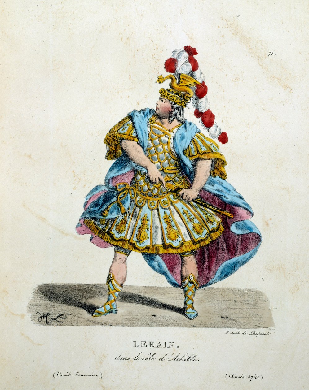 Lekainin puku (Henri Louis Cain (Henri-Louis Le Kain) (1729-1778) Akhilleuksen roolissa vuonna 1740. Hippolyte Lecomten (1781-1857) ranskalaisen komediateatterin puku tekijältä Unknown artist