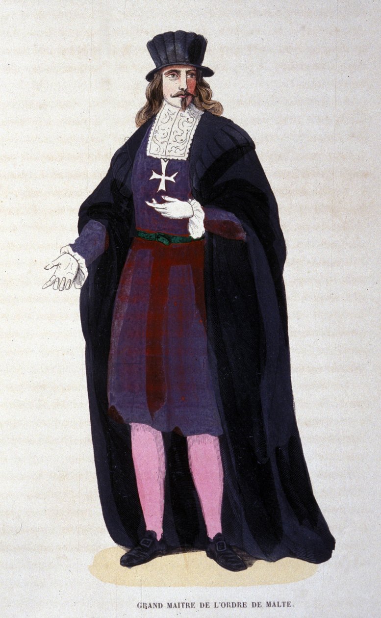 Maltan ritarikunnan suurmestarin puku. kaiverrus 1800-luvun alusta tekijältä Unknown artist