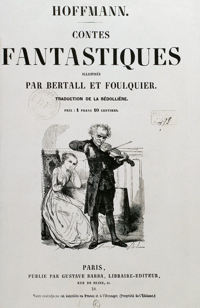 Neuvoston jäsen Krespel (Rat Krespel), kansi "Les contes fantastiques" Ernst Theodor Amadeus Hoffmann tekijältä Unknown artist