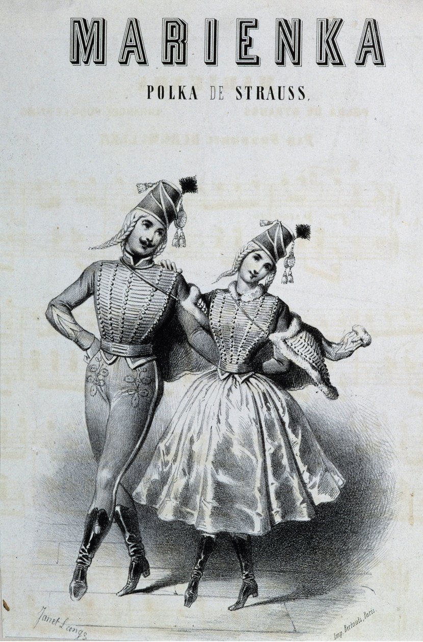 Pari polkatanssijaa Strauss "Marienka", n.d. 19. tekijältä Unknown artist