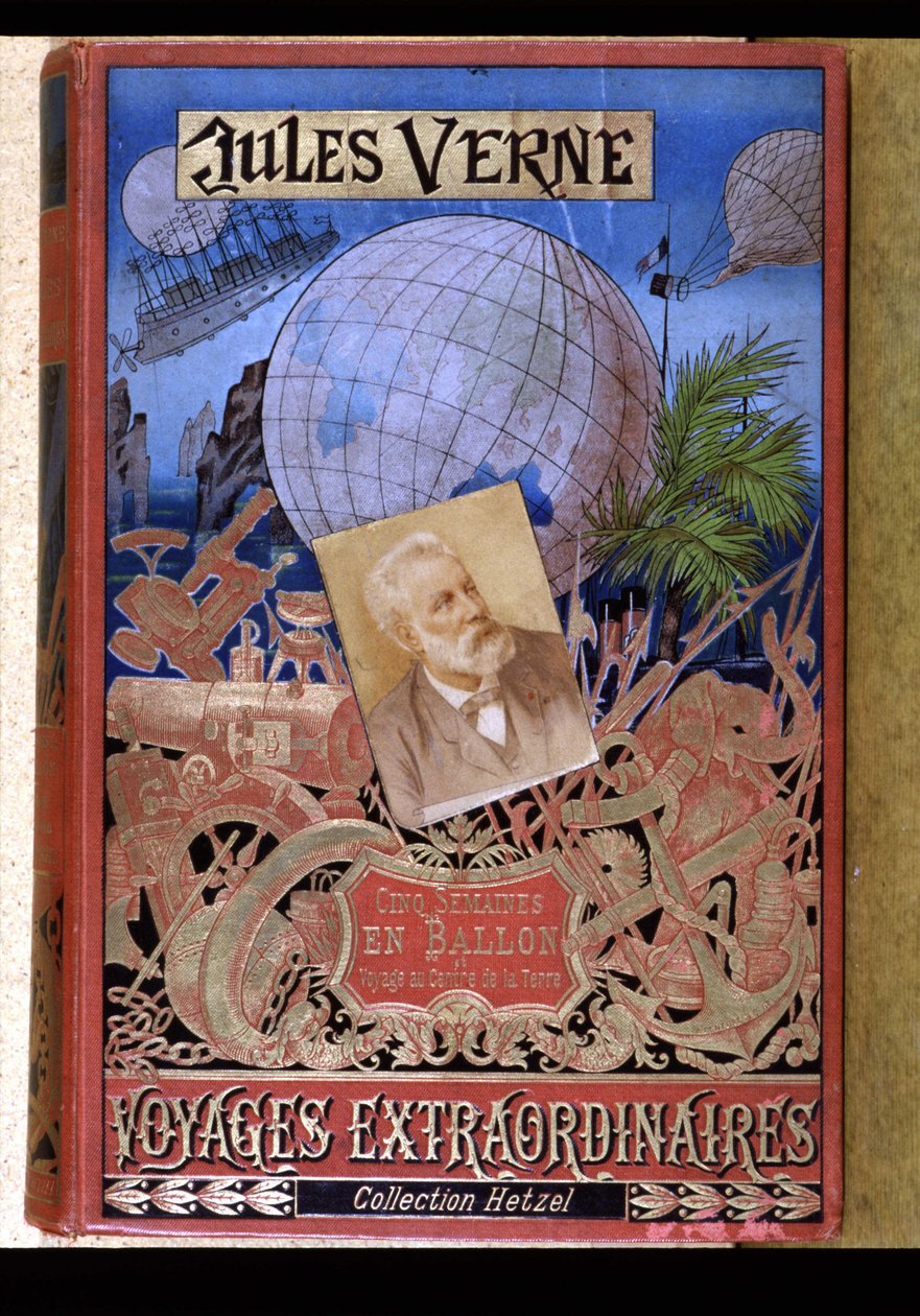 Cov. Jules Vernen kirjasta "" Extraordinary Voyages: Five Weeks in Balloon and Voyage au Centre de la Terre", toim. Hetzel tekijältä Unknown artist