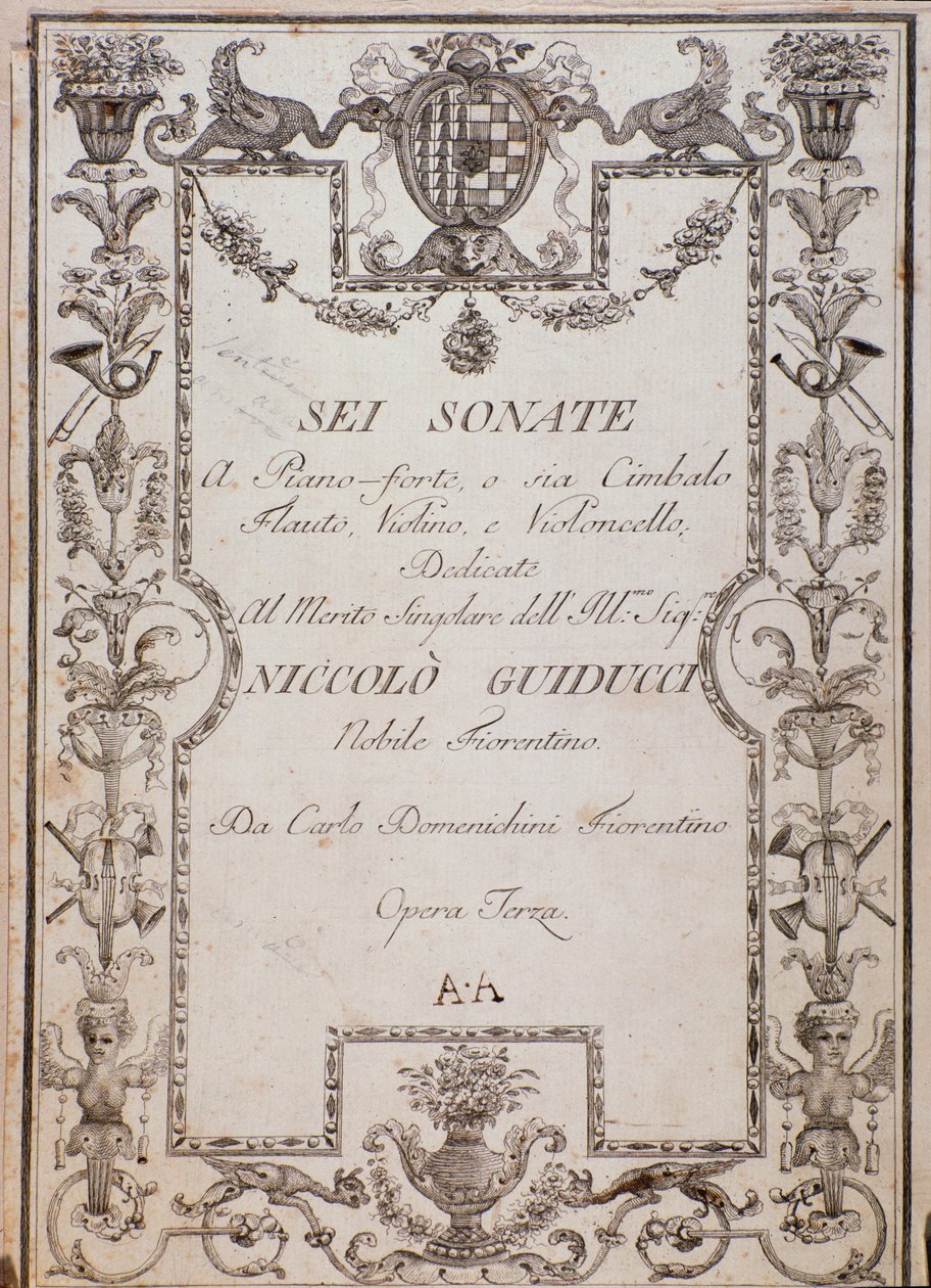 Kansi Six Sonatas, op. 3 Carlo Domenighini tekijältä Unknown artist