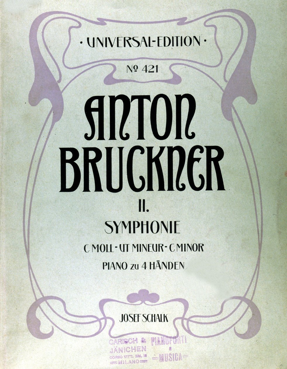 Anton Brucknerin toisen c-molli sinfonian partituurin kansikuva tekijältä Unknown artist