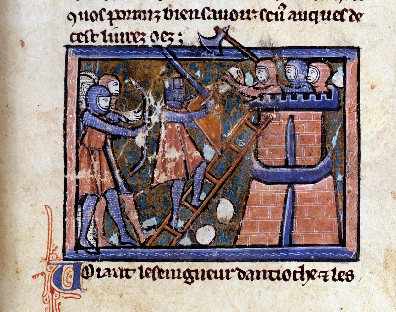Ristiretki (luultavasti ensimmäinen): risteilyt valloittivat Jerusalemin. Miniatyyri William of Tyrelaisen (noin 1128-1186) käsikirjoituksesta tekijältä Unknown artist