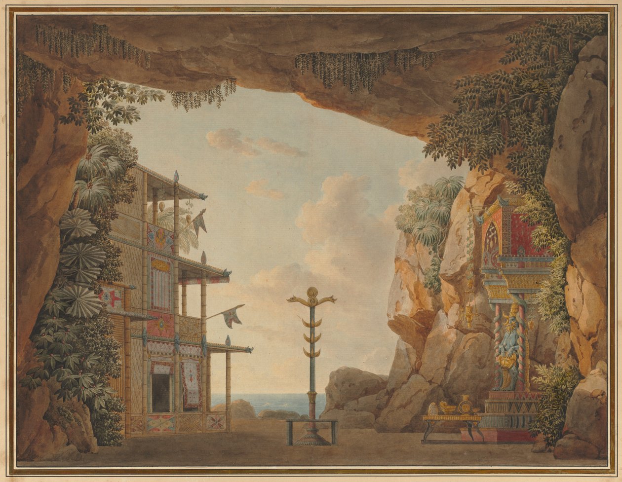 Design for Stage Set Eliscan toiselle näytökselle tai Madagaskarin asukkaalle tekijältä Unknown artist