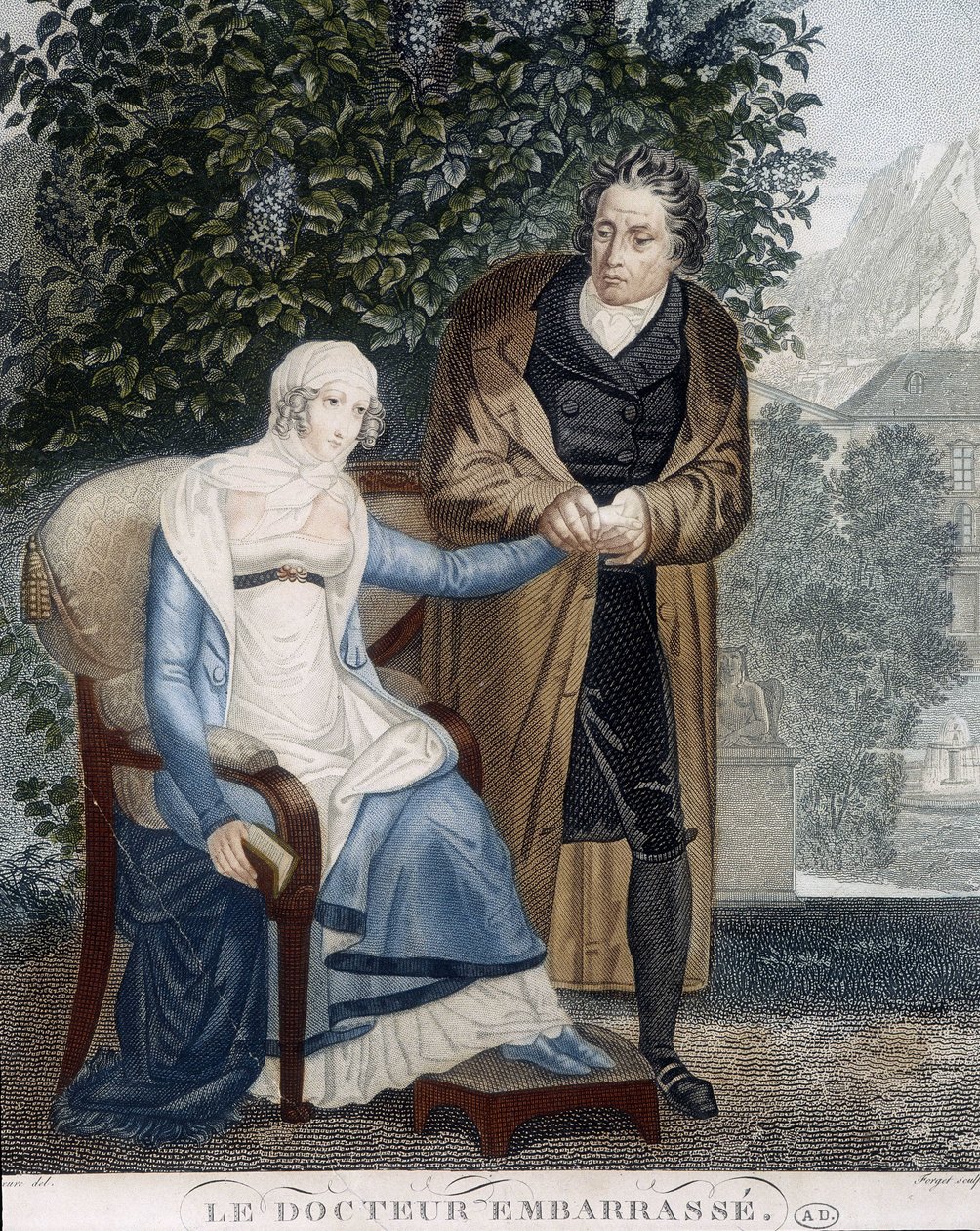 Tohtori Kohokuvio (sairaan naisen edessä). tekijältä Unknown artist
