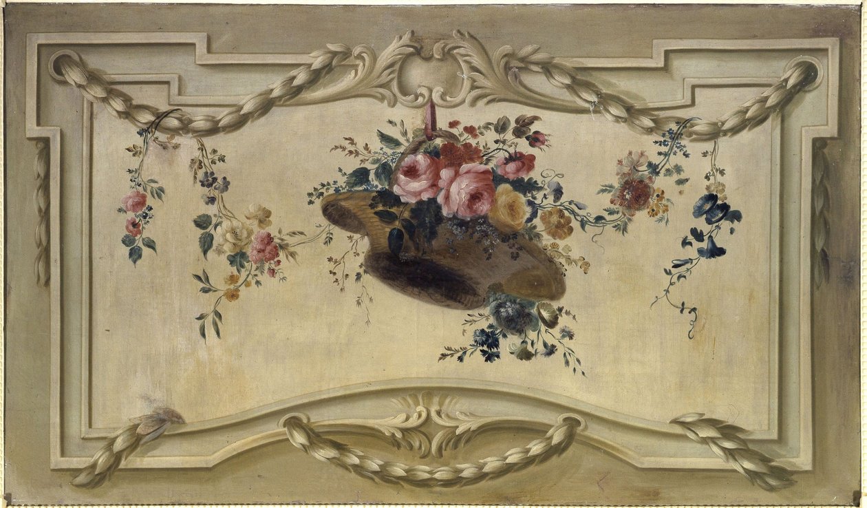 Oven päällinen: kukkakori, 1769-1789 (öljy kankaalle). tekijältä Unknown artist