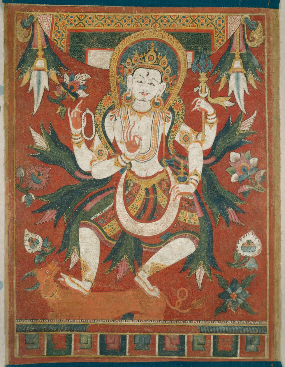 Kaksipuolinen maalattu banneri (Paubha), jossa on Jumala Shiva tekijältä Unknown artist