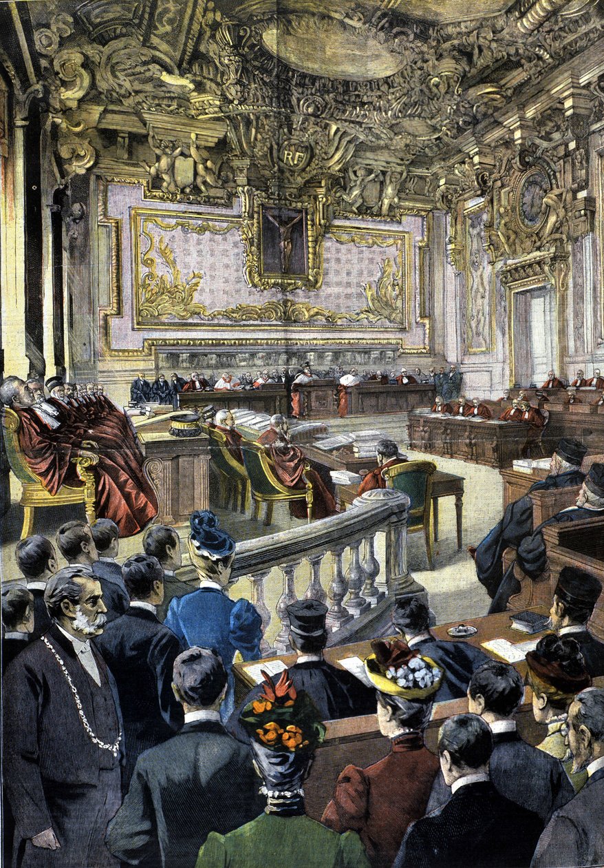 Dreyfusin tapaus. Kassaatiotuomioistuin määräsi oikeudenkäynnin uudelleentarkasteluun. 1899. tekijältä Unknown artist