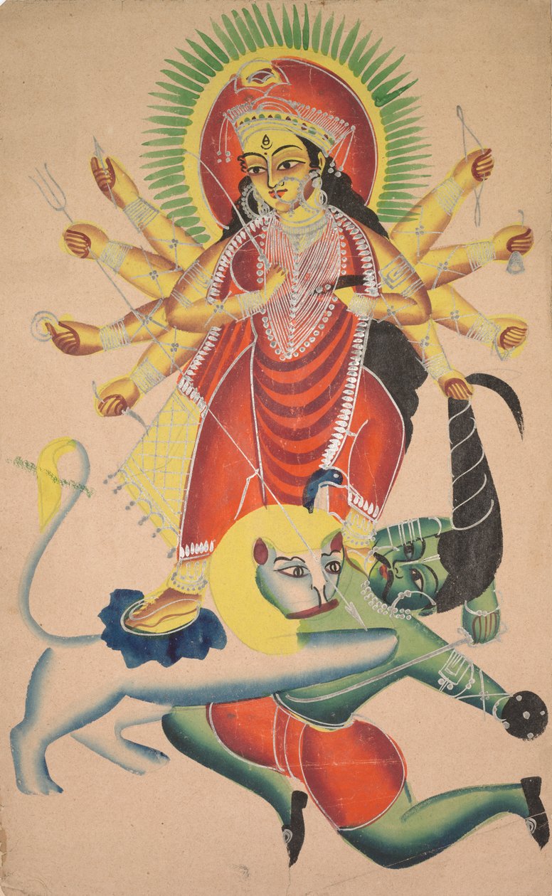 Durga tappaa demoni Mahisha tekijältä Unknown artist