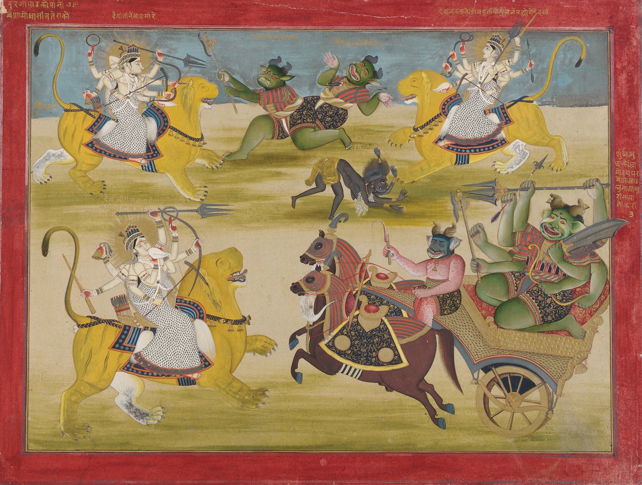 Durga taistelee Rakshasan Shungaa ja Nishungaa vastaan, Devi Mahatmyalta tekijältä Unknown artist