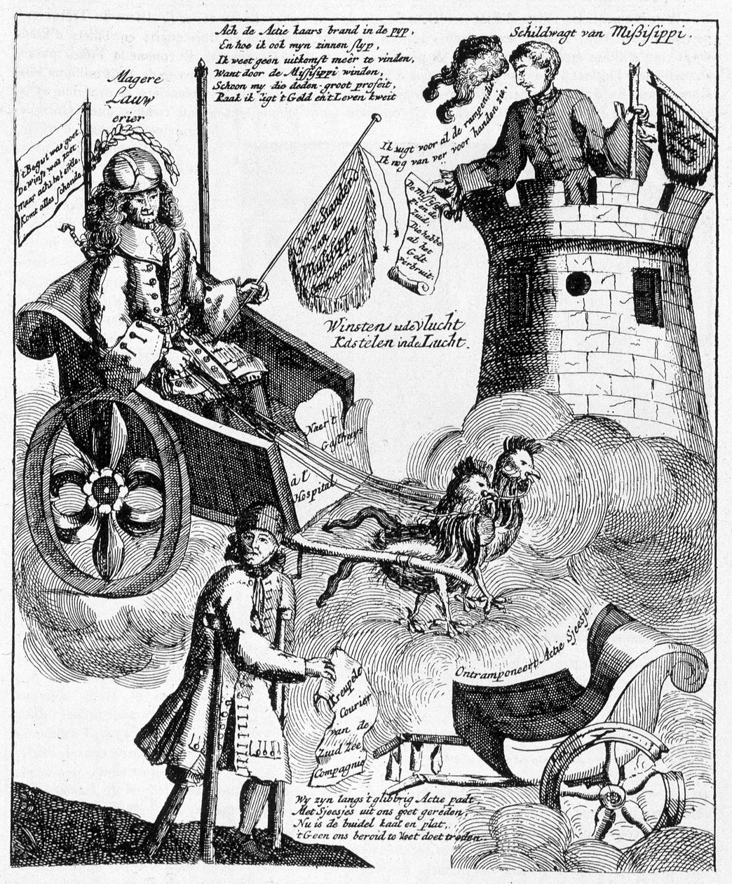 hollantilainen satiirinen printti John Lawa (1671-1729) vastaan Mississippin tapauksesta tekijältä Unknown artist