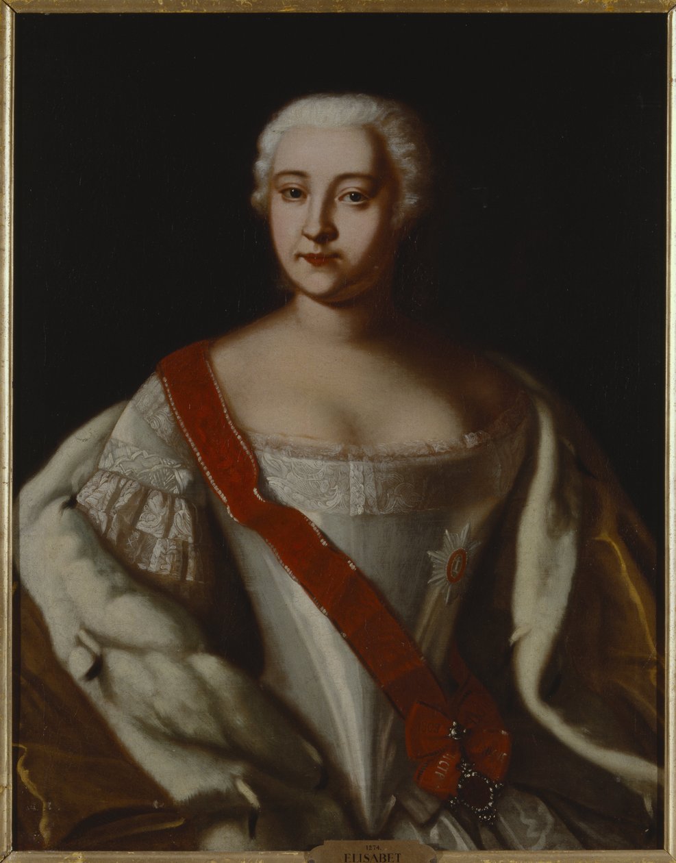 Elisabeth I, imperatrice de russie - Venäjän keisarinna Elisabetin (1709-1762) muotokuva, Nimetön . Öljy kankaalle. Mitat: 87 x 68 cm. Tukholman kansallismuseo tekijältä Unknown artist