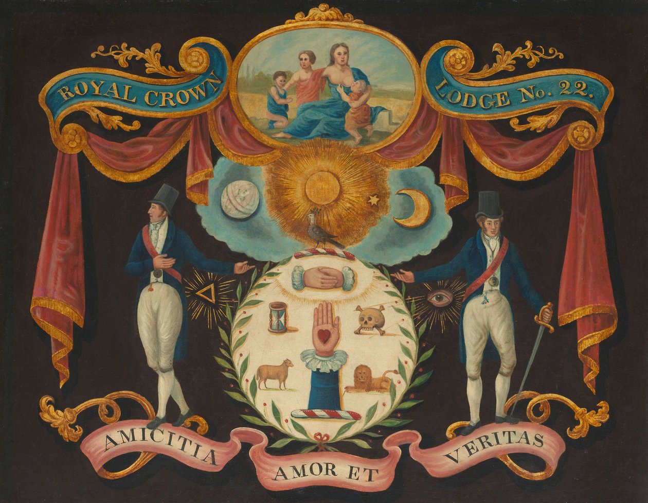 Kuninkaallisen kruunun loosin nro 22 tunnukset, noin 1810-15 (öljy paneelille). tekijältä Unknown artist