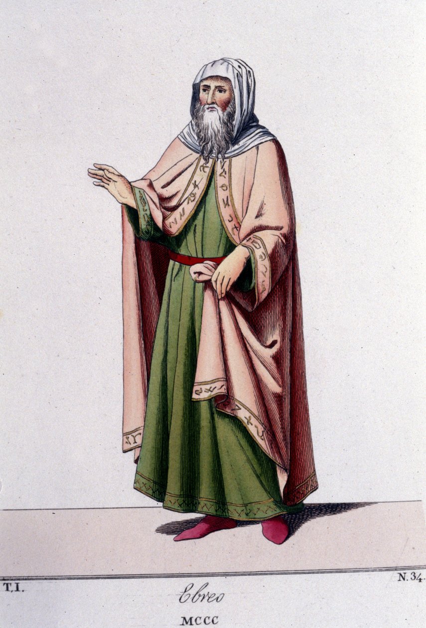 1800-luvun kaiverrus, joka kuvaa juutalaista noin vuodelta 1300. tekijältä Unknown artist