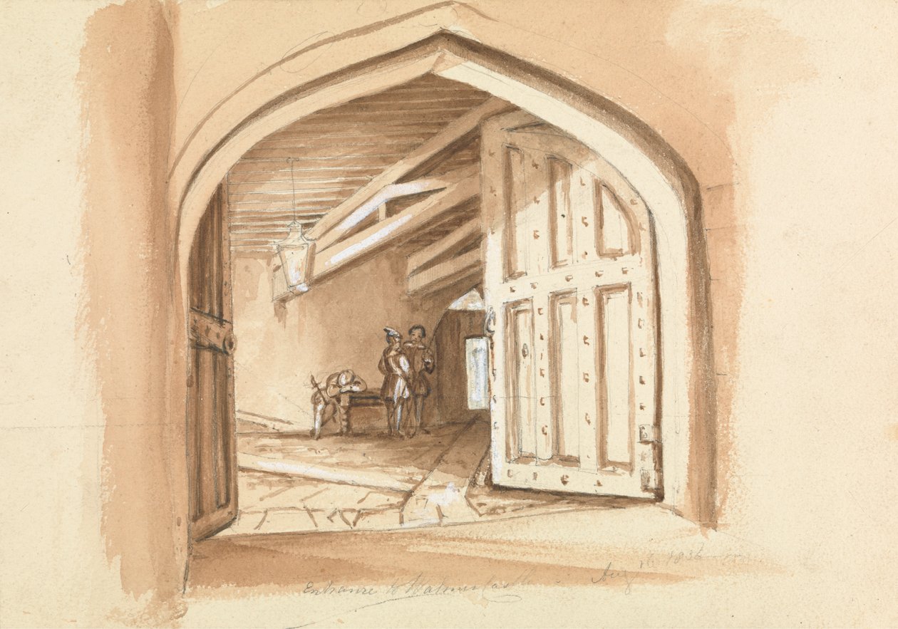 Sisäänkäynti Walmerin linnaan; luonnoksia ovista tekijältä Unknown artist
