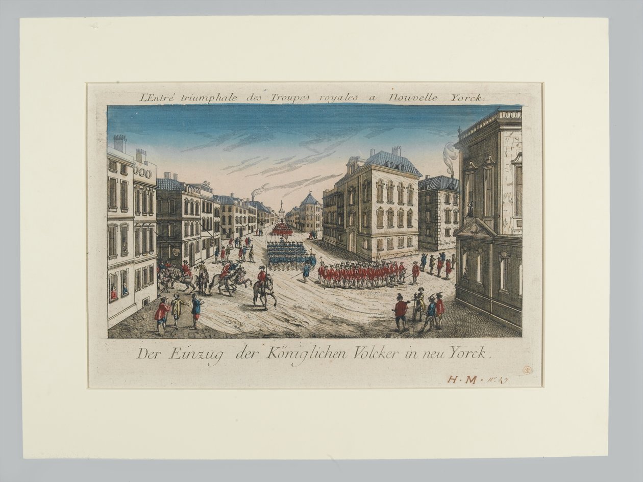 Kuninkaallisten joukkojen saapuminen New Yorkiin tekijältä Unknown artist