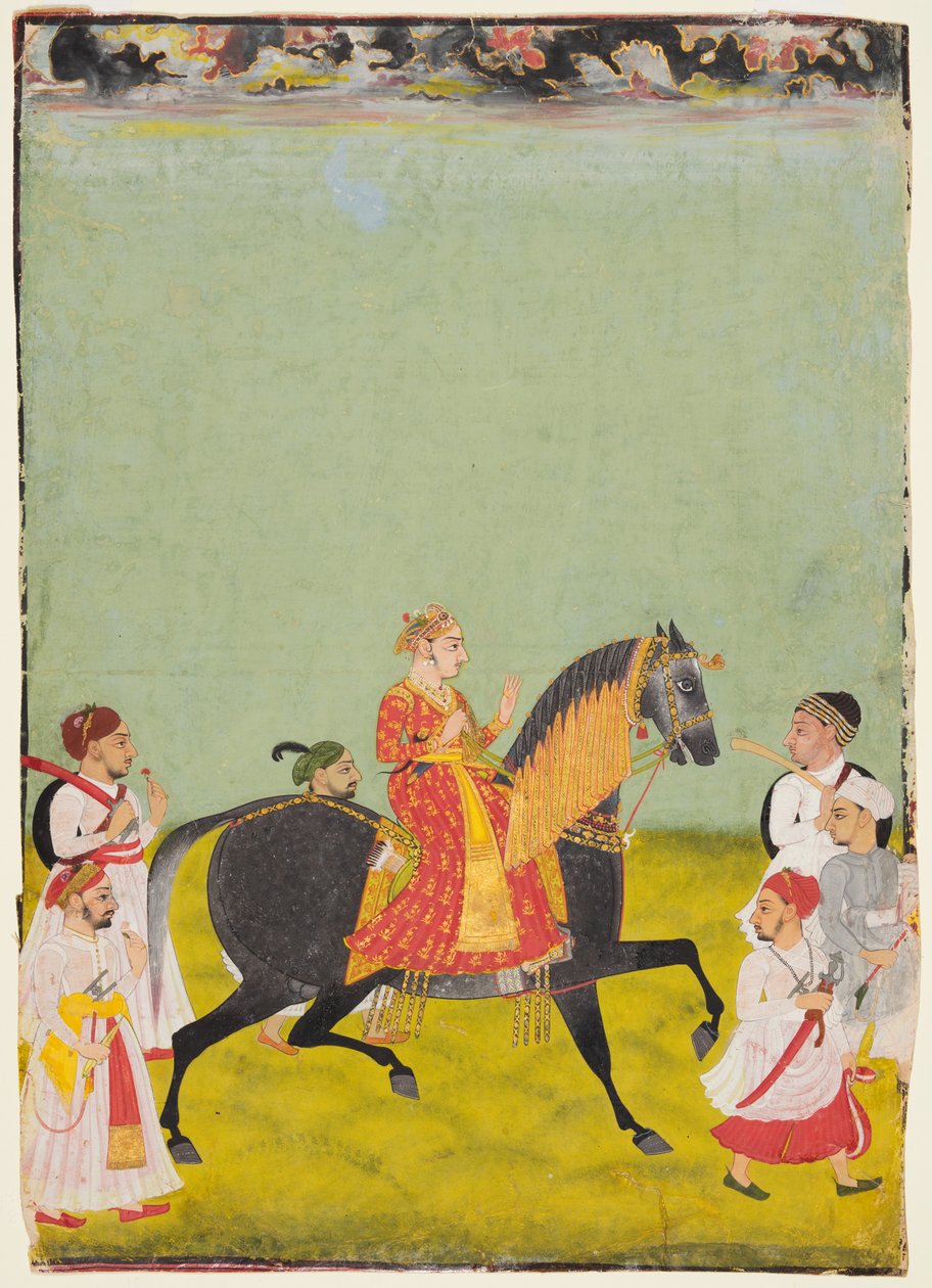 Mewarin Maharana Raj Singh II:n ratsastusmuotokuva (n. 1755–1762) tekijältä Unknown artist