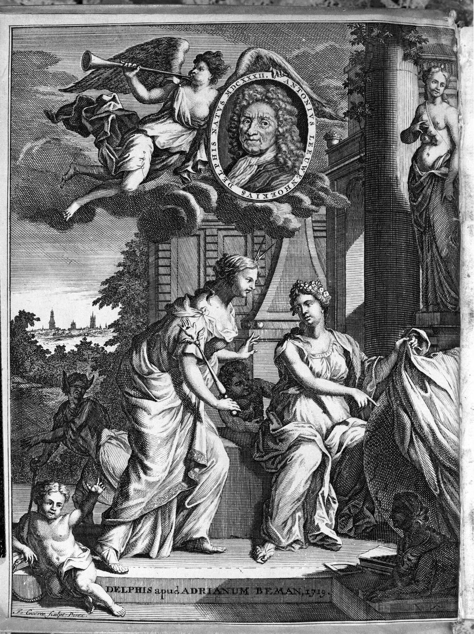 Hollantilaisen kauppiaan ja tutkijan Antoine van Leeuwenhoekin (tai Leeuvenhoek Leeuwenhoeckin) (tai Antoni tai Anthonien) (1632-1723) 1719:n väärä nimike (väärä otsikko). tekijältä Unknown artist