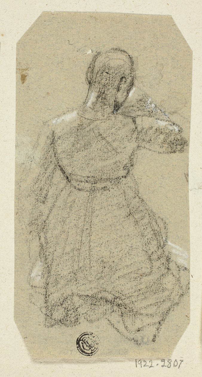 Naishahmo polvistuneena, takaapäin katsottuna tekijältä Unknown artist