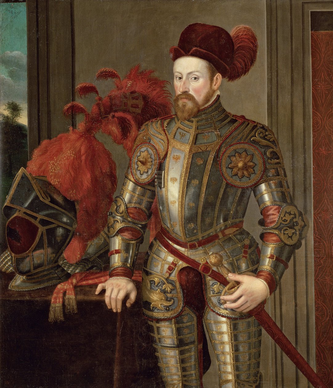 Ferdinand II Tirolilainen (Habsburg), Itävallan arkkiherttua - Ferdinand II:n (1529-1595), Itävallan arkkiherttua, Anonyymi muotokuva. Öljy kankaalle, n. 1557. Art History Museum, Wien tekijältä Unknown artist