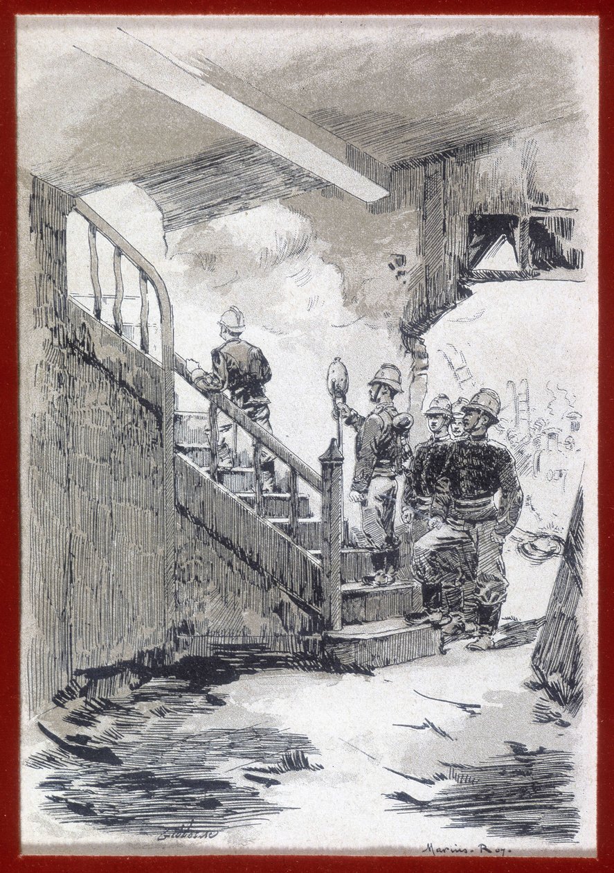 Palomiehet: palontunnistus - grav., n.d. tekijältä Unknown artist