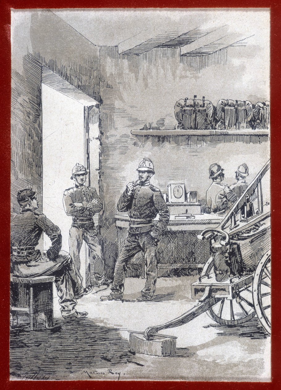 Palomiehet kasarmissa: kaupungin posti - n.d tekijältä Unknown artist