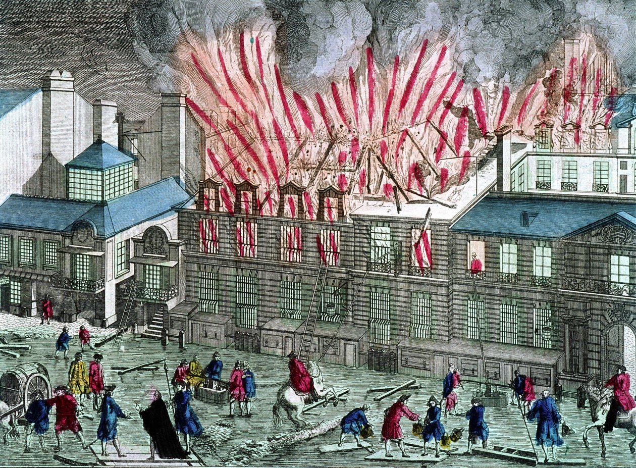 Opera du Palais Royalin ensimmäinen tulipalo 6. huhtikuuta tekijältä Unknown artist