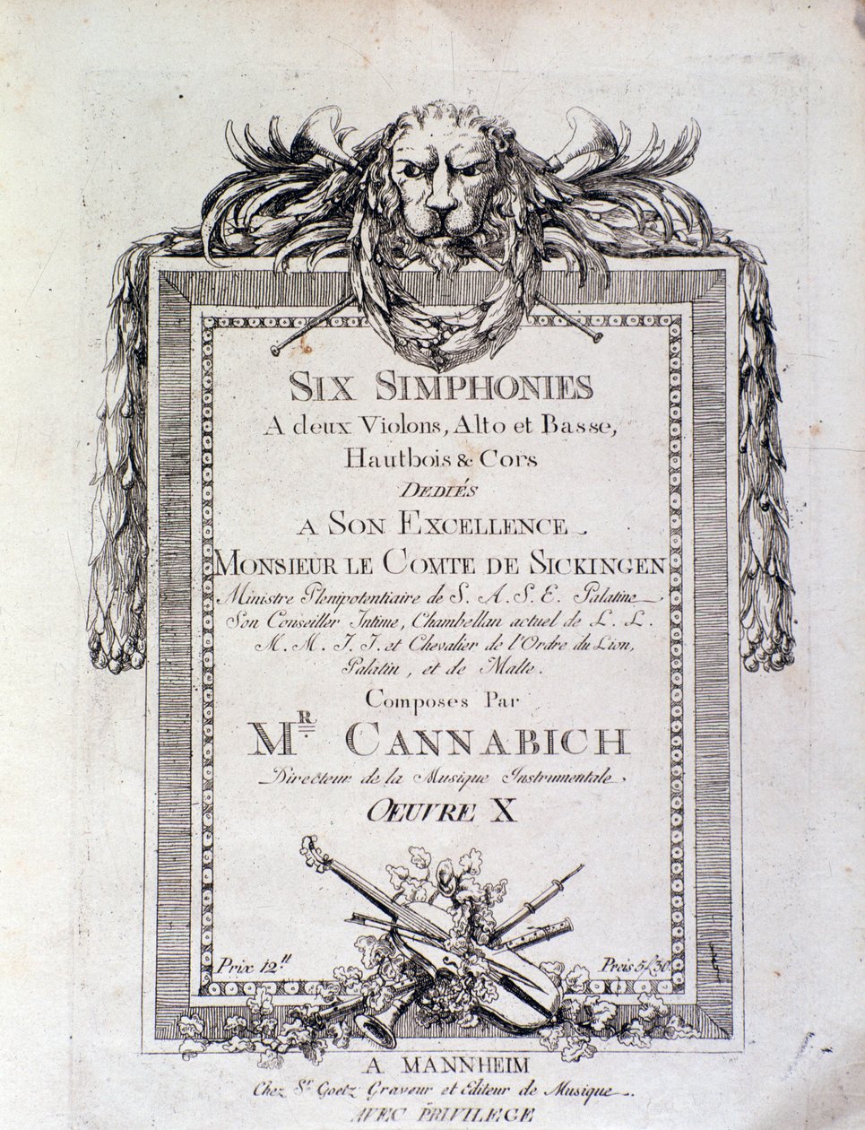 Sinfonian n. nuottien ensimmäinen sivu. 3, kirjoittanut Christian Cannabich tekijältä Unknown artist