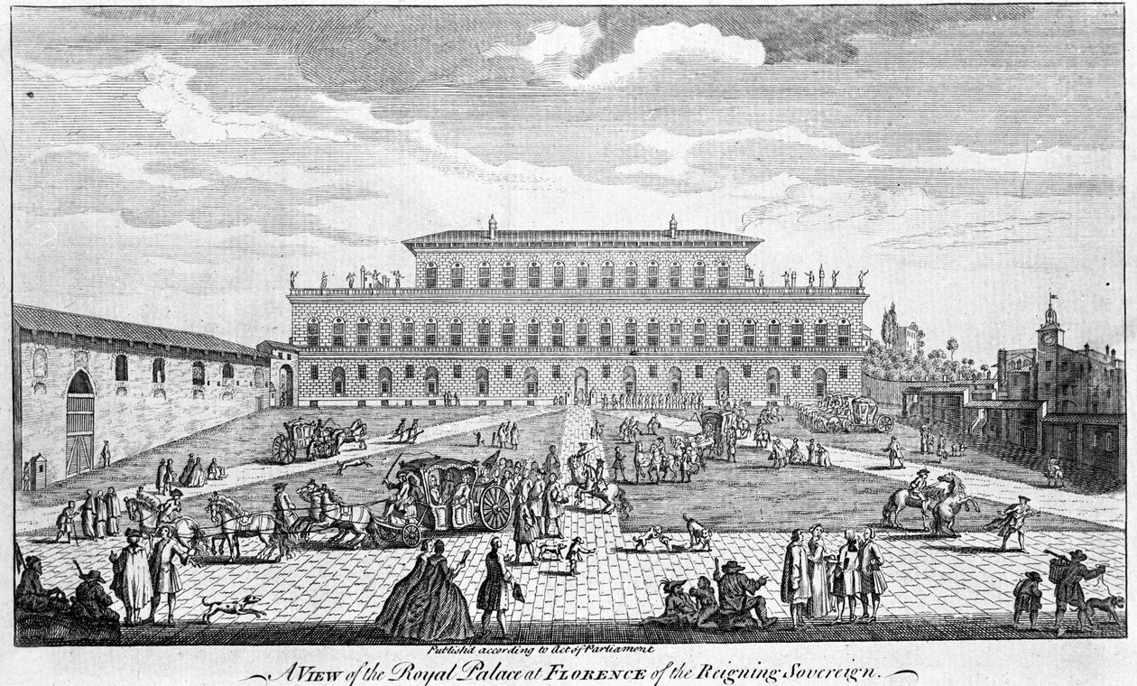 Firenze: Näkymä Pittin palatsista 1700-luvun puolivälissä tekijältä Unknown artist