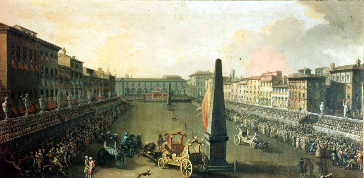 Firenze, esitys Santa Croce -aukiolla. Öljy kankaalle tekijältä Unknown artist