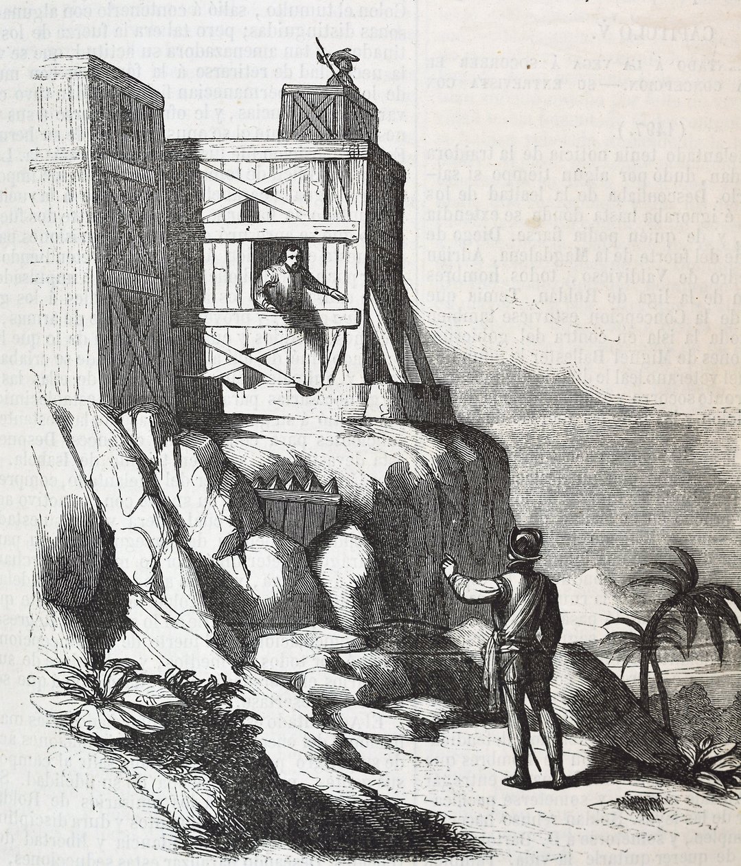Francisco Roldan puhuu Adelantado Bartholomew Columbuksen kanssa Hispaniolan saarella Fort Concepcionissa vuonna 1497 tekijältä Unknown artist