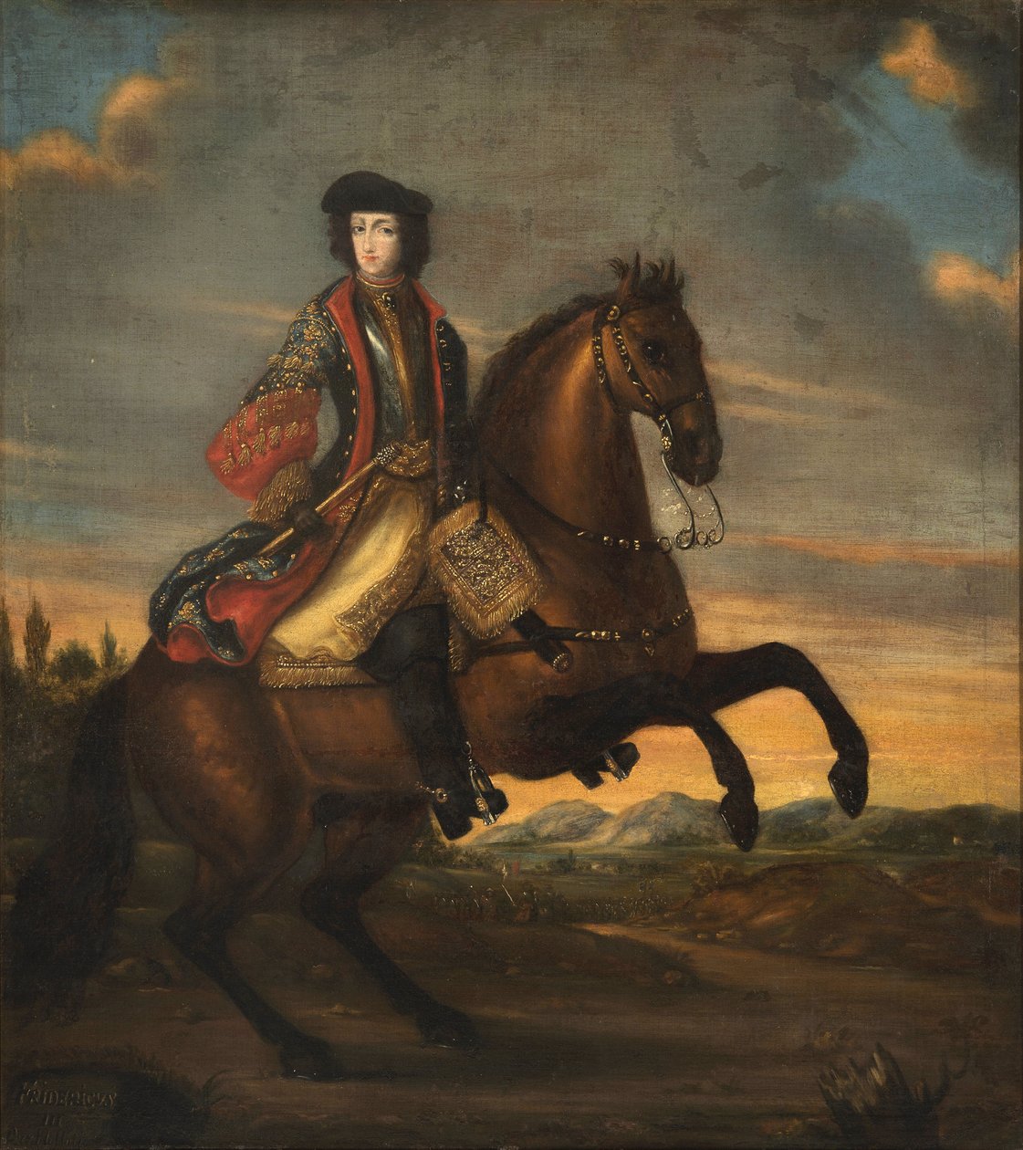 Frederic IV de Holstein Gottorp a cheval - Portrait of Frederick IV (1671-1702), Holstein-Gottorpin herttua hevosen selässä, Anonyymi. Öljy kankaalle tekijältä Unknown artist