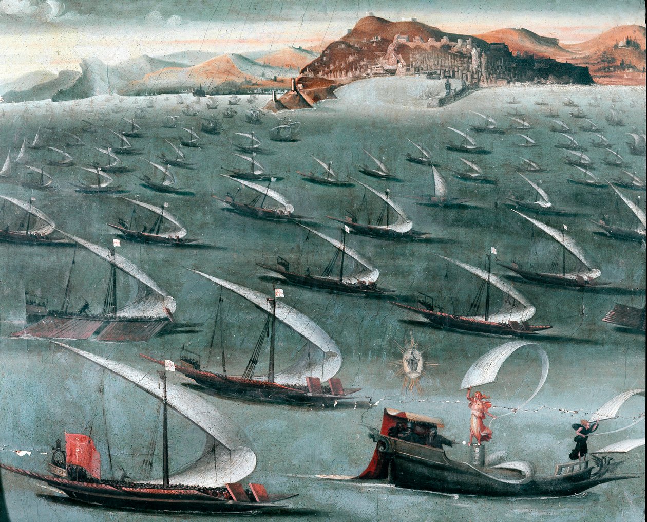 Ranskan laivasto Genovan kaupungin edustalla (maalaus tekijältä Unknown artist