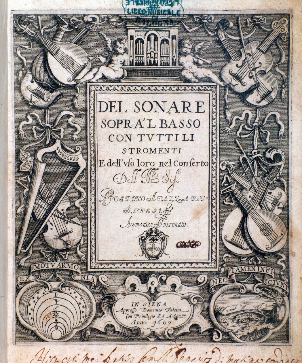 Agostino Agazzarin del sonare sopra il basso frontispice tekijältä Unknown artist