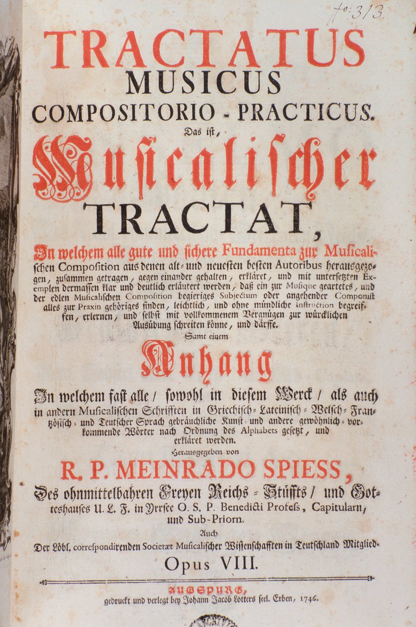 Tractatus musicuksen etukappale, kirjoittanut Meinrad Spiess tekijältä Unknown artist