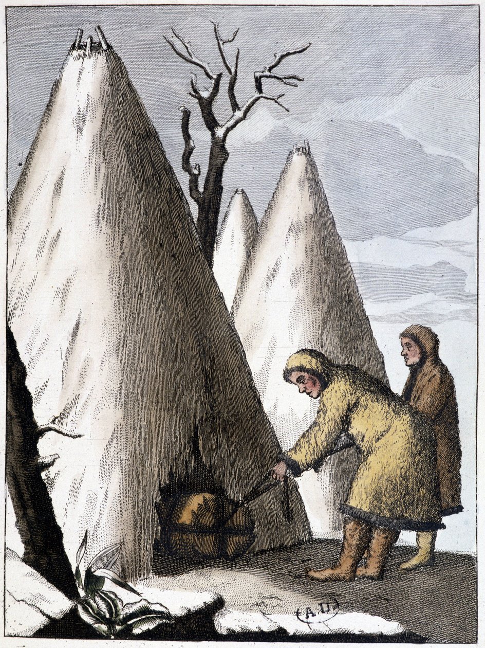 Aasian samoydien hautajaiset (Mongolia), deb. 1800-luvulla tekijältä Unknown artist