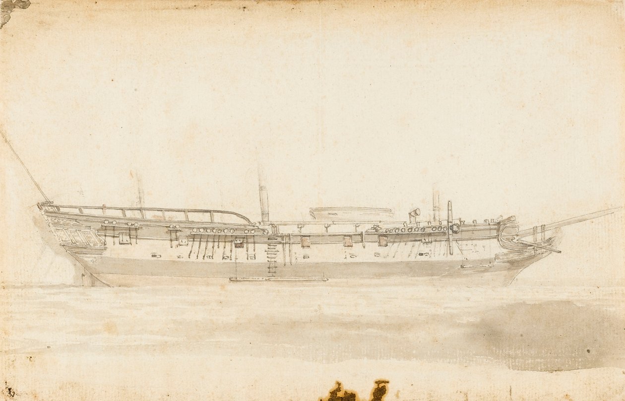 George Vancouverin "Discovery", noin 1789 (kynä, tussi, tussihuuhtelu). tekijältä Unknown artist