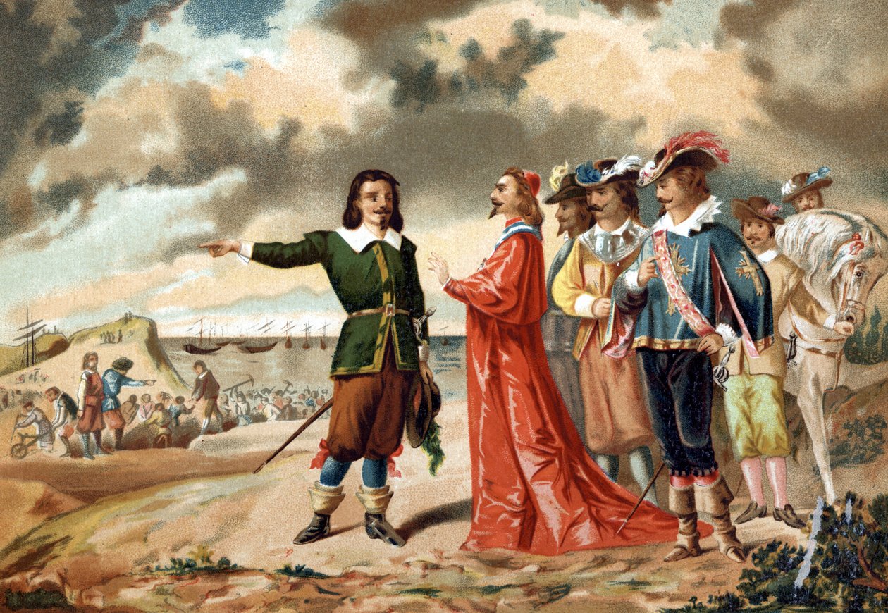 Girard DESARGUES ranskalainen matemaatikko (1591-1661) La Rochellen päämajassa Richelieun kanssa vuonna 1627. tekijältä Unknown artist