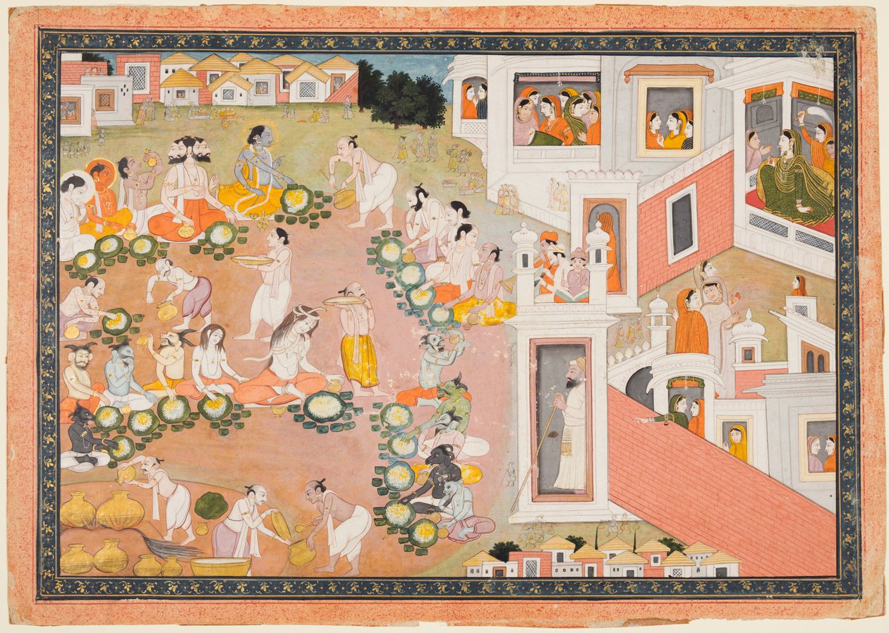 Jumalat, Rishit ja demonit Raman syntymäjuhlissa, Ramayanasta tekijältä Unknown artist