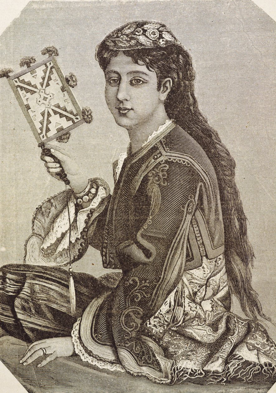 Kreikka (19. vuosisata). Yhteiskunta. Nuori kreikkalainen. 1879. Kaiverrus tekijältä Unknown artist