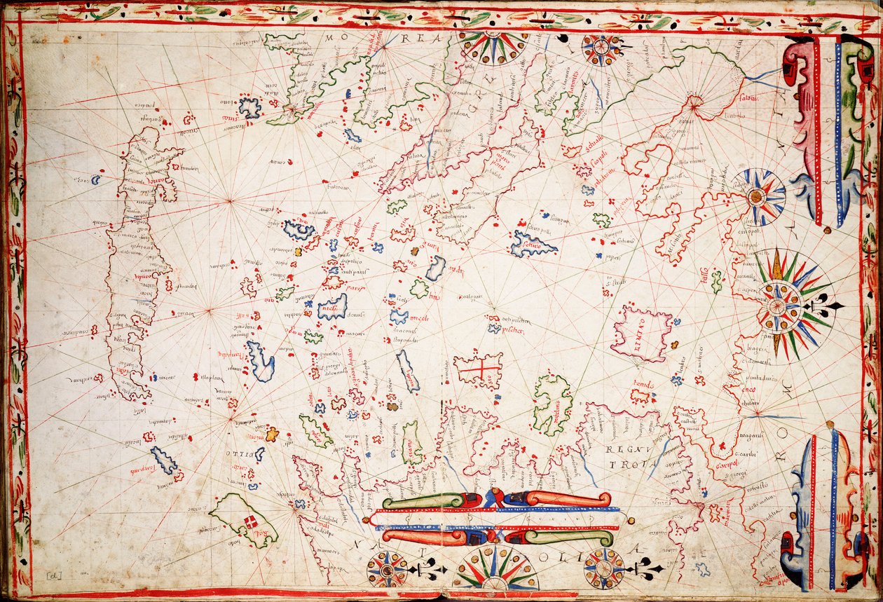 Kreikan saaristo, noin 1620 (pergamentti). tekijältä Unknown artist