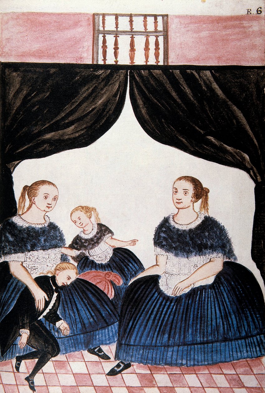 Surevien naisten ryhmä Baltazar Martinez Companionin ja Trujillon piispan (1782-1785) Bujandan kirjasta "Trujillo of Peru" tai "Codex Martinez Companion" tekijältä Unknown artist