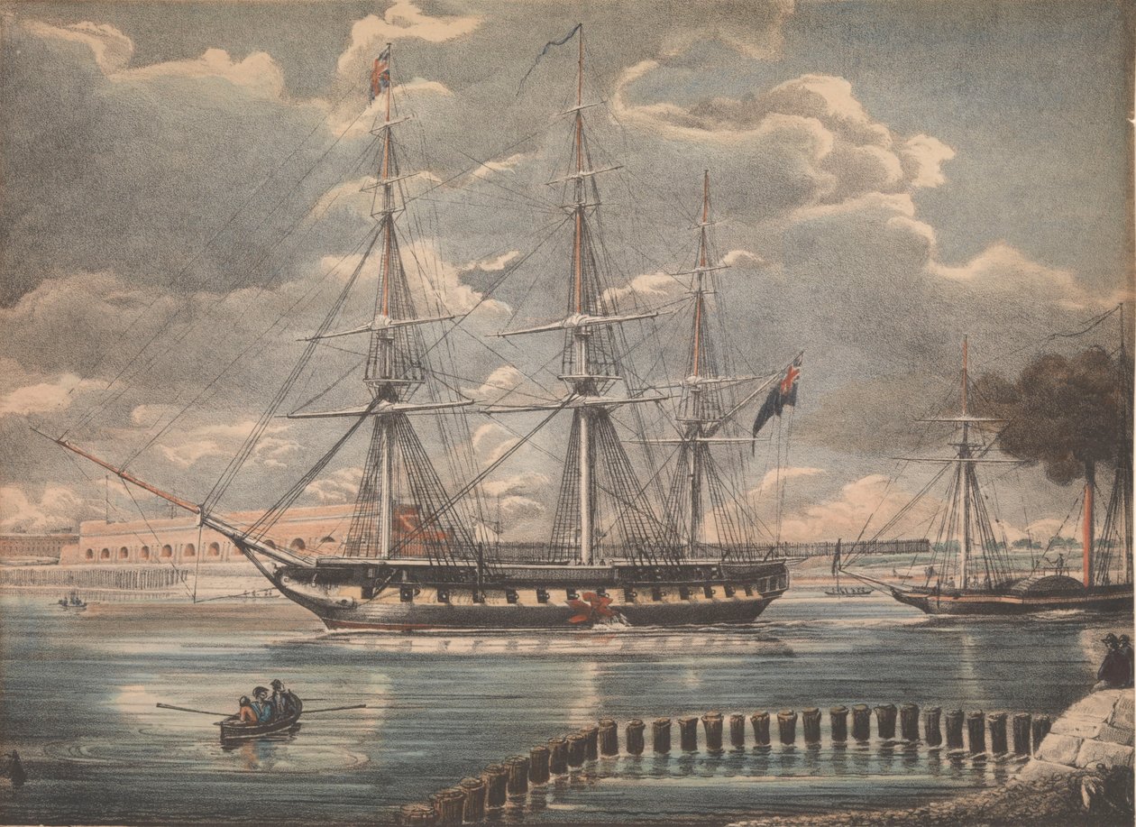 HMS "Active" (litografia, värillinen) tekijältä Unknown artist