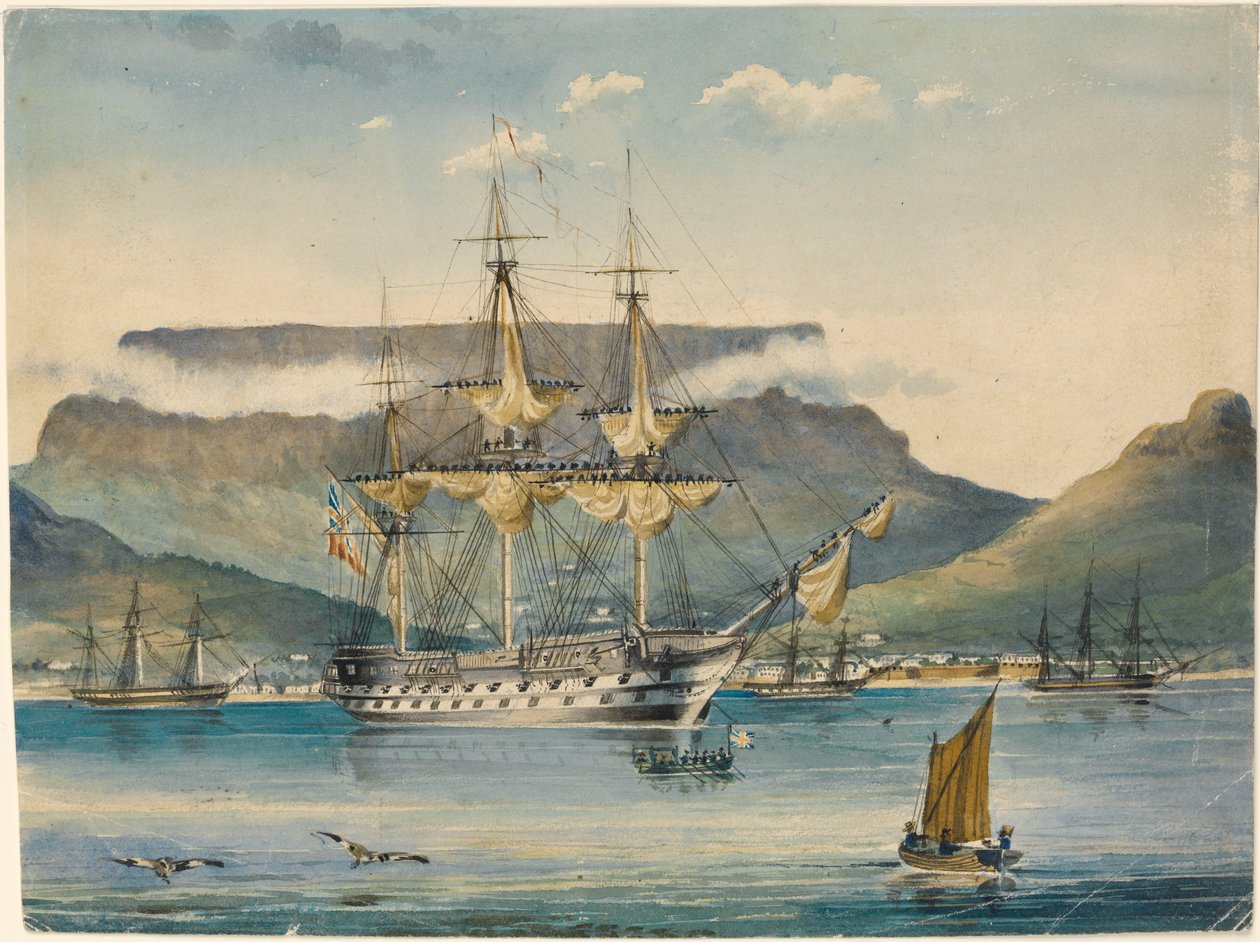 HMS "Jupiter" (1813) Table Bayssä joukkojenkuljetusaluksena. tekijältä Unknown artist