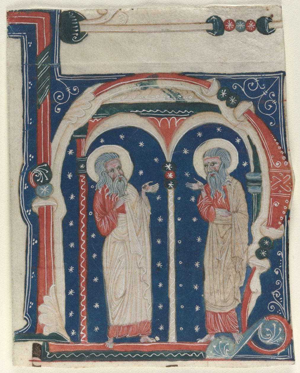Historioitu alkukirjain (H) poistettu antifonaarista: SS. Paavali Erakko ja Anthony tekijältä Unknown artist