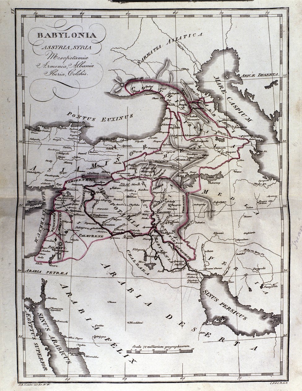 Mesopotamian historiallinen atlas. Babylonia, Syyria ja Assyria. 1700-luvun loppu. tekijältä Unknown artist