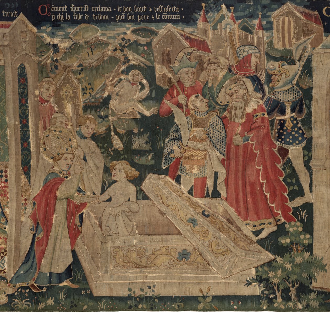 Saint Piatin ja Saint Eleuthèren historia, kohtaus 12: Tribiunin tyttären ylösnousemus tekijältä Unknown artist