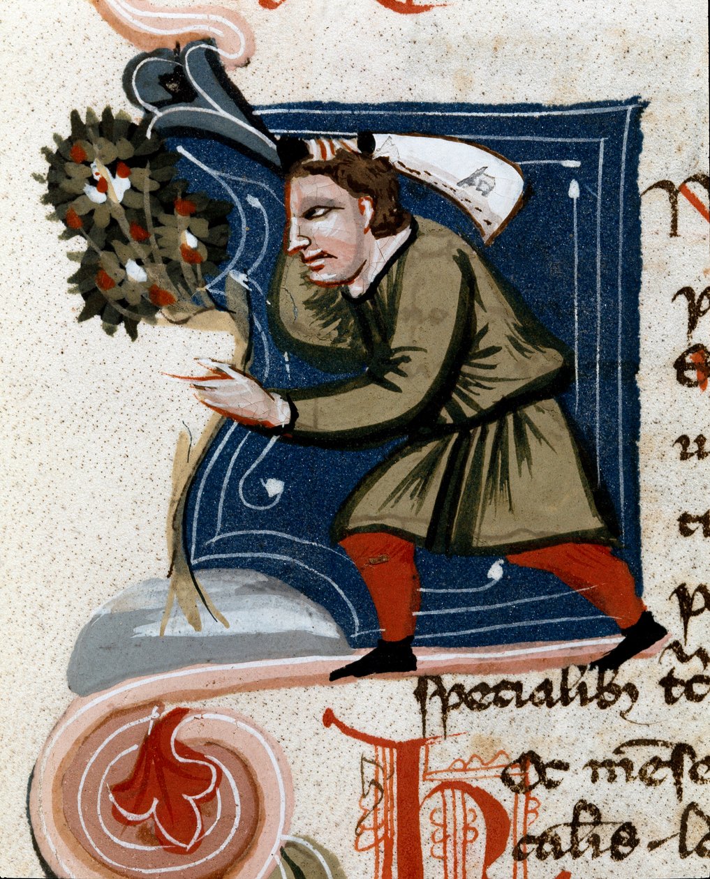 Puutarhanhoito: puun istuttaminen. Yksityiskohta. Käsikirjoitussivu (MS.s.vi) Pietro de Crescenzin (Crescent Stone tai Crescens Stone) "" Agrarian Treat "" (1233-1320) 1300-luvun Cesena, Biblioteca Malatestiana tekijältä Unknown artist
