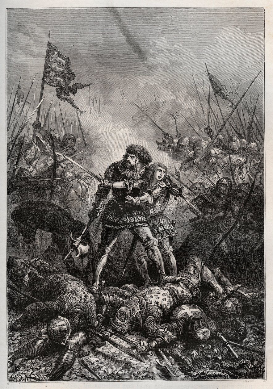 Satavuotinen sota: Ranskan kuningas Johannes II Hyvä ja hänen poikansa Philip II Burgundin (1342-1404), joka tunnetaan nimellä "Philippe le Hardi", taistelevat englantilaisia vastaan Poitiers